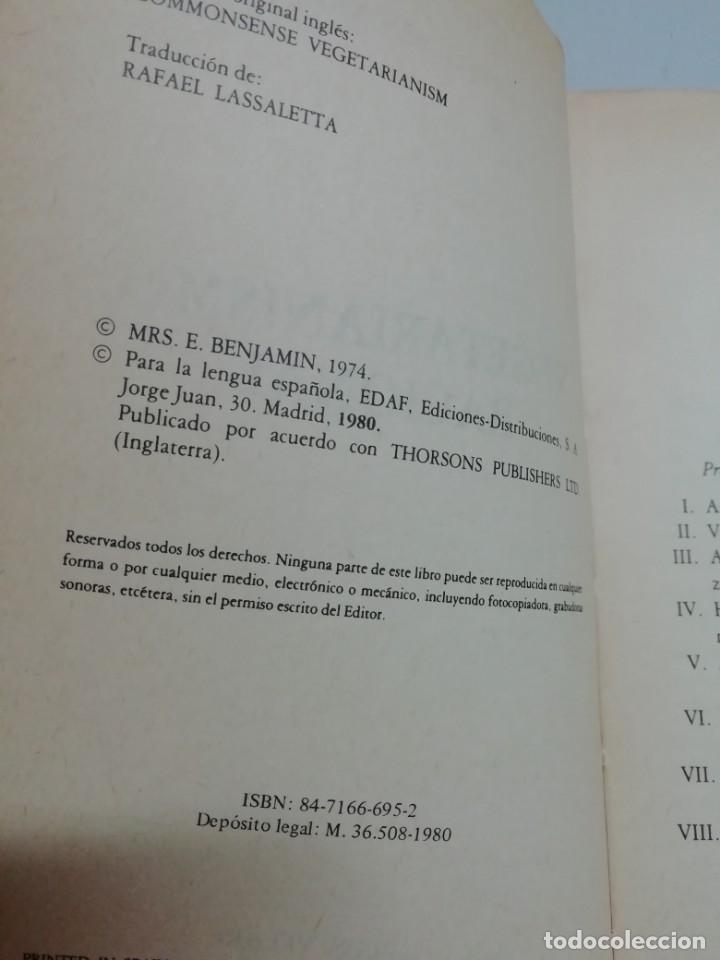 Libros antiguos: Vegetarianismo Racional - Foto 2