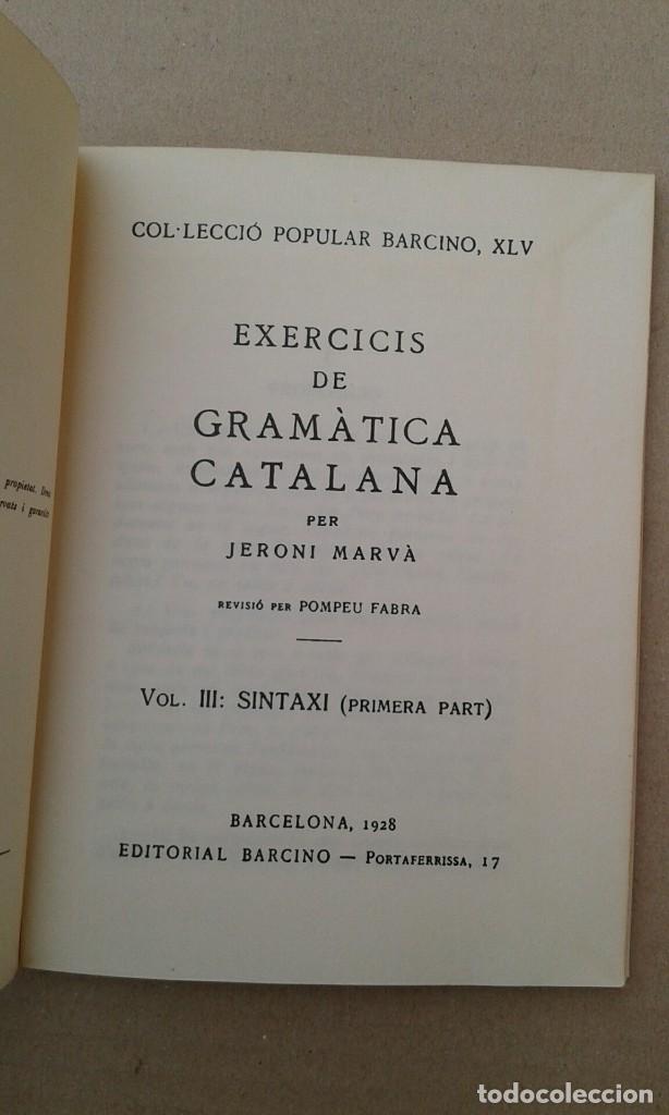 Libros antiguos: EXERCICIS DE GRAMATICA CATALANA. VOLUM III - Foto 4