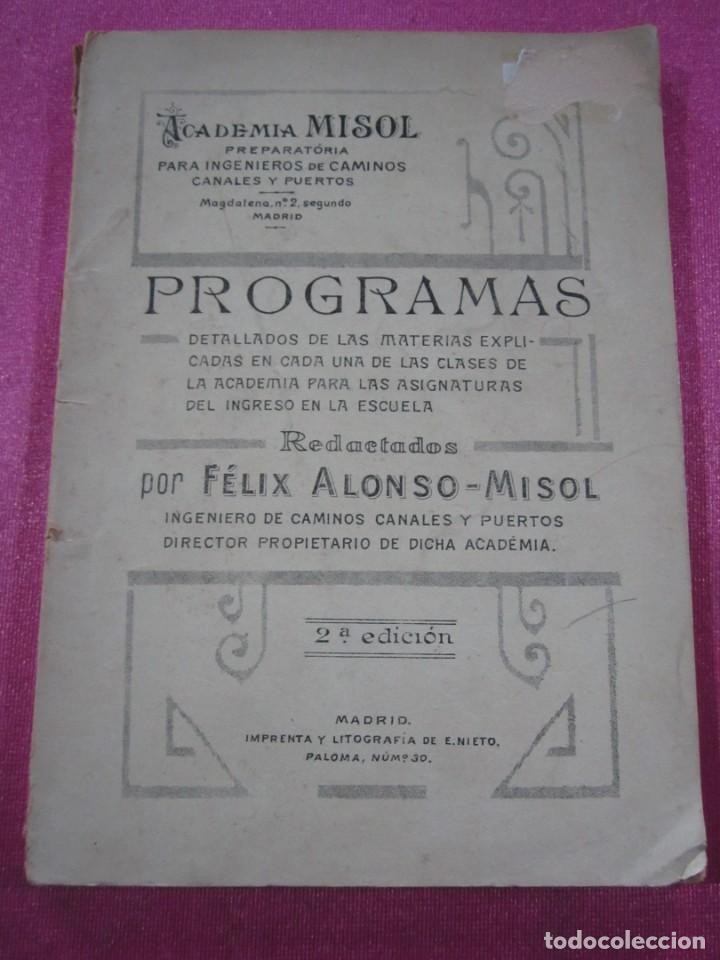 Libros antiguos: PROGRAMAS INGENIEROS DE CAMINOS FELIX ALONSO MISOL L51 - Foto 1