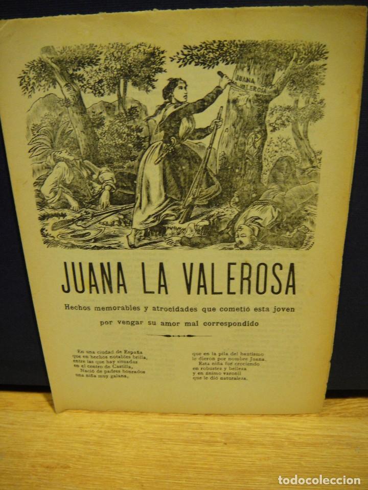 Libros antiguos: pliego de cordel - juana la valerosa - Foto 1