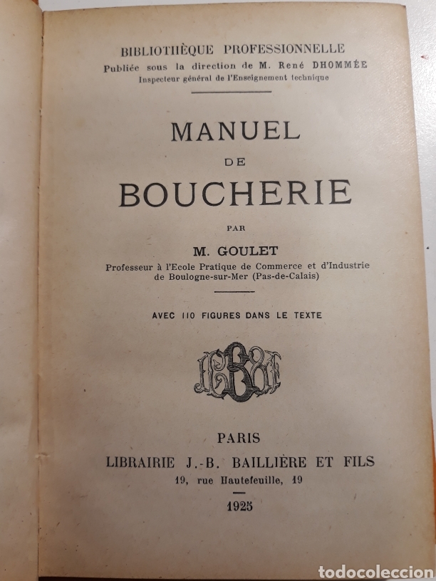 Libros antiguos: MANUEL DE BOUCHERIE M.GOULET 1925 - Foto 2
