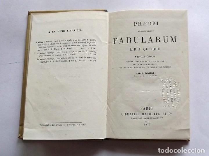 Libros antiguos: 1872, Fabularum, Libri quinque, Phaedri - Foto 2
