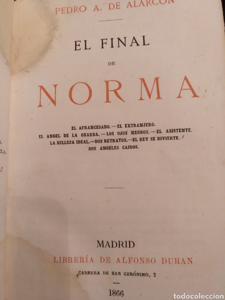 Libros antiguos: 1866 El final de Norma - Foto 1