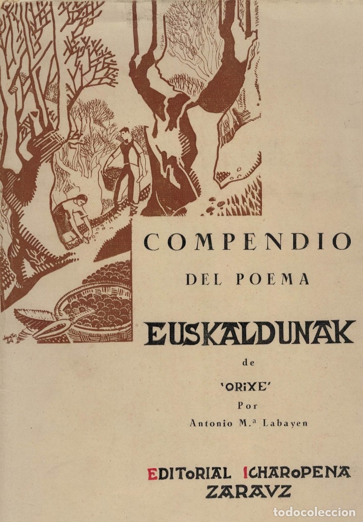 Libros antiguos: Compendio del Poema Vasco Euskaldunak de Orixe - Foto 1