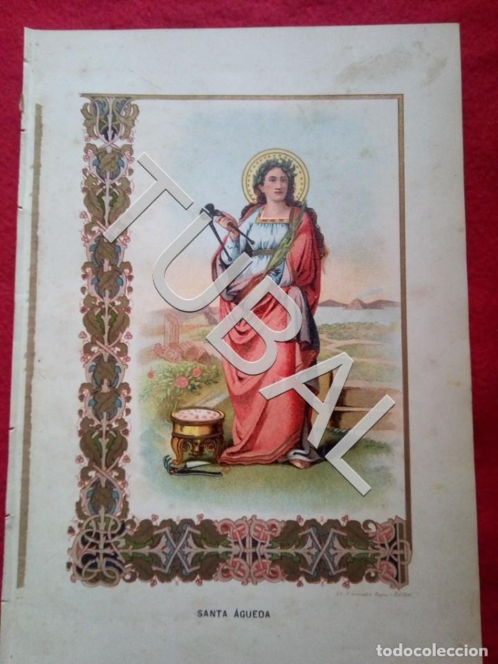 Libros antiguos: TUBAL 1880 CROMOLITOGRAFIA SANTA &Agrave;GEDA LAMINA GONZALEZ ROJAS 30 CM