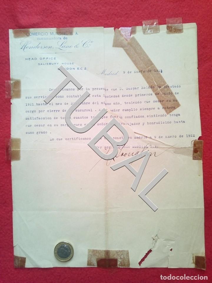 Tubal 1922 carta buena conducta henderson lane - Comprar 