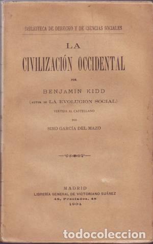 Libros antiguos: KIDD, Benjamin: LA CIVILIZACION OCCIDENTAL. 1904 - Foto 1