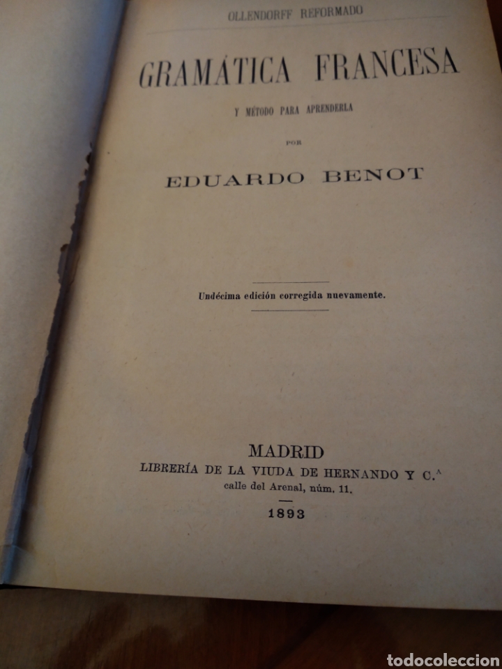 Libros antiguos: GRAMATICA FRANCESA. E. BENOT 1893 (2vols) #1874 - Foto 2