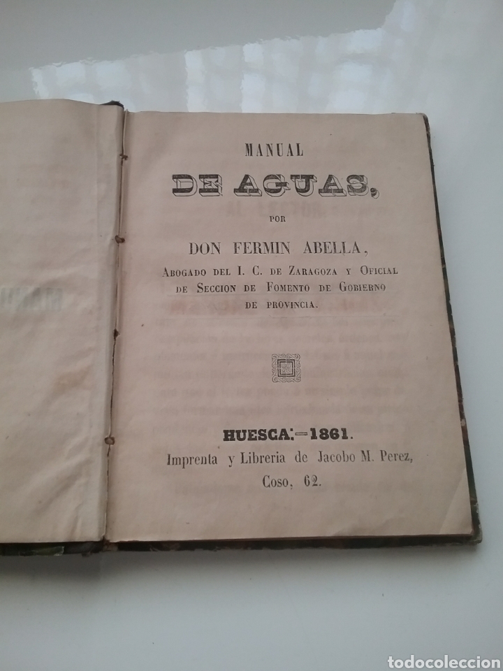 Libros antiguos: Libro Manual de Aguas Ferm&iacute;n Abella, Huesca 1861 - Foto 1