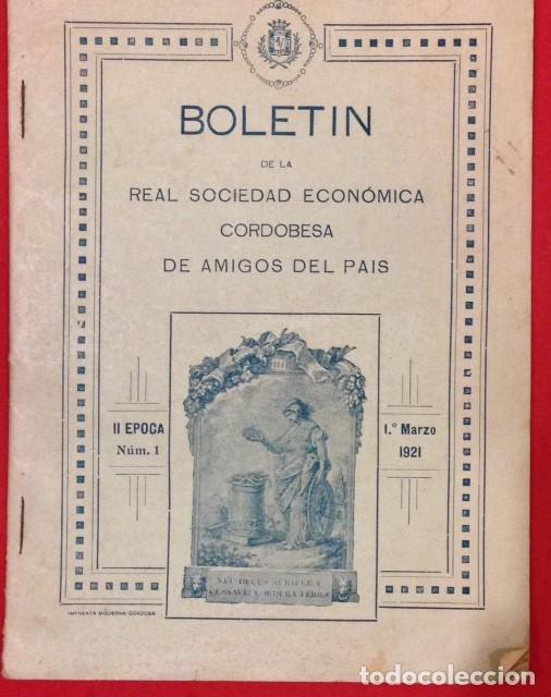 Libros antiguos: BOLETIN DE LA SOCIEDAD ECONOMICA CORDOBESA 1 DE MARZO 1921
