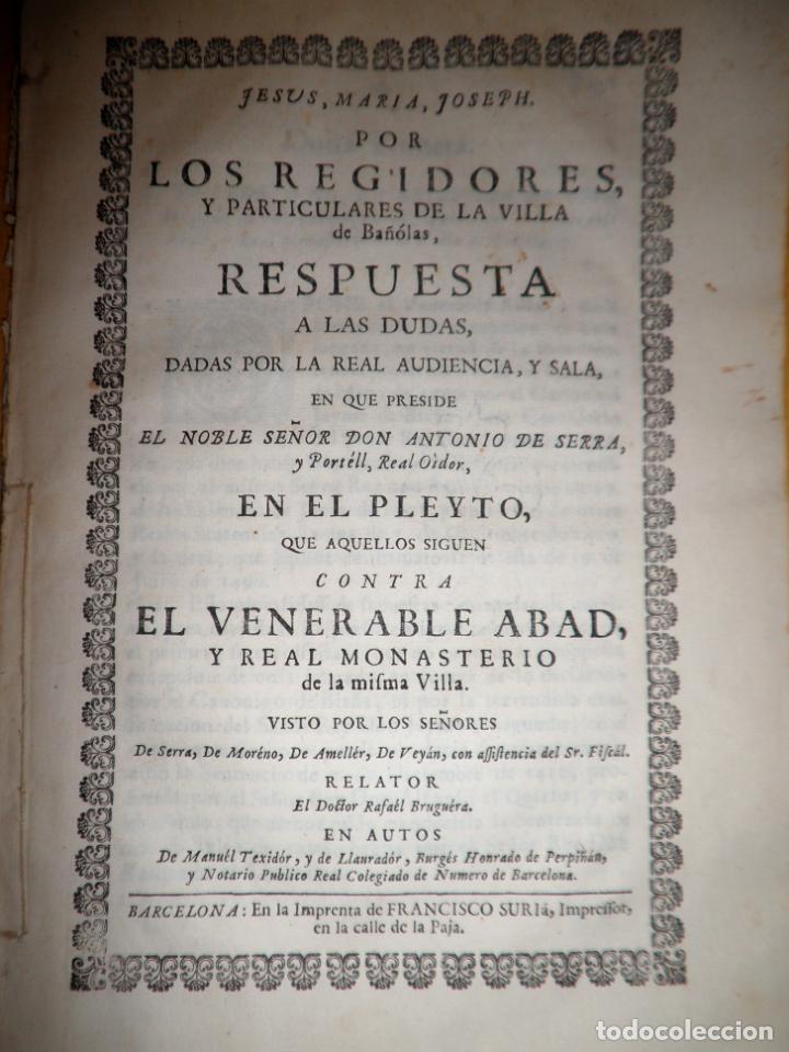 Libros antiguos: VILLA DE BAÑOLAS - AÑO 1755 - EXCEPCIONAL DOCUMENTO HISTORICO. - Foto 2 - 151484934