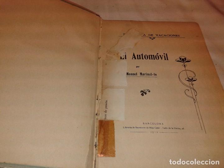 Libros antiguos: EL AUTOMOVIL, 1912, MANUEL MARINEL-LO - Foto 2