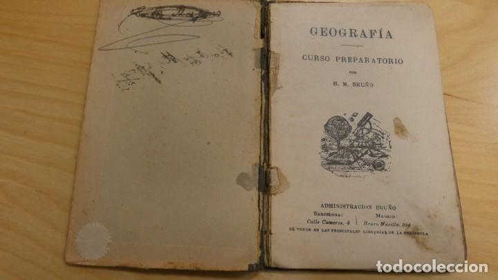 Libros antiguos: LIBRITO DE GEOGRAFIA . CURSO PREPARATORIO . G.M. BRU&Ntilde;O - Foto 2