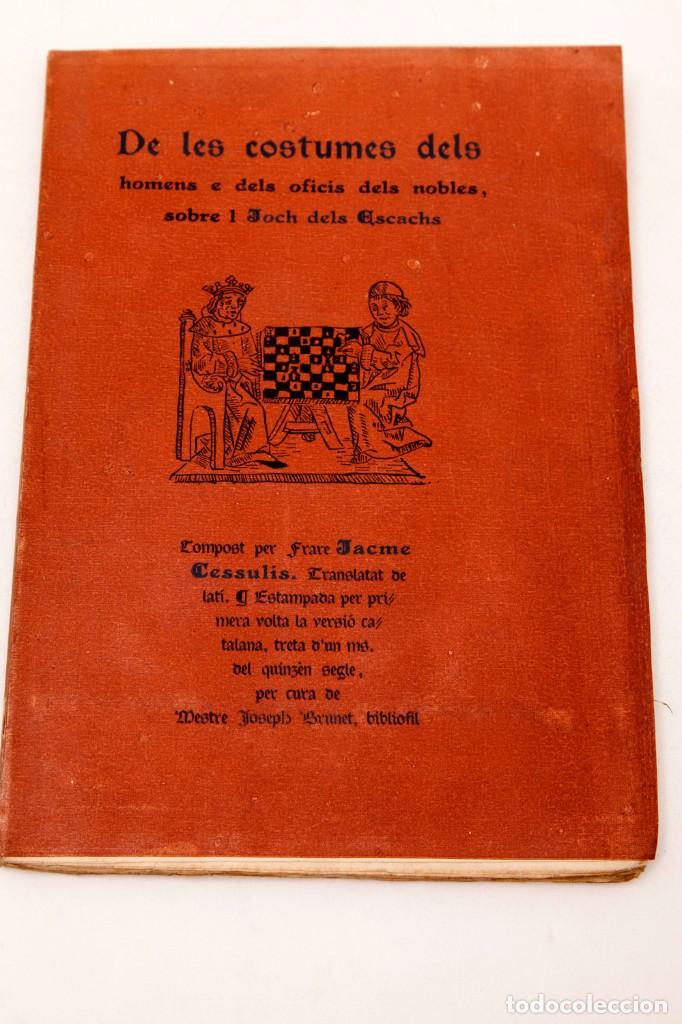 Libros antiguos: DE LES COSTUMES DELS HOMENS ... SOBRE'L JOCH D'ESCACHS - Ajedrez - L&acute;Avens 1900