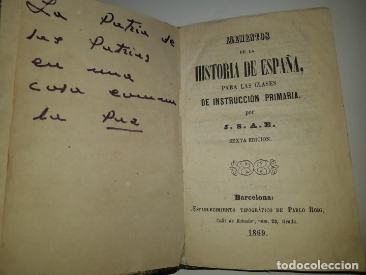 Libros antiguos: LIBRO ELEMENTOS DE LA HISTORIA DE ESPA&Ntilde;A - Foto 3