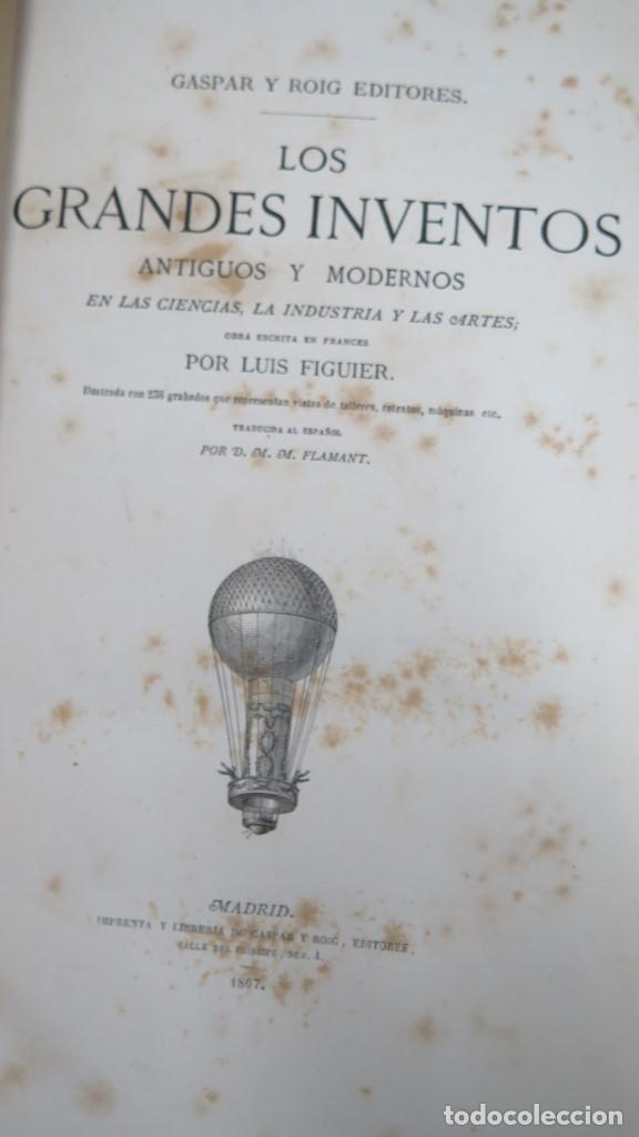 Libros antiguos: 1867.- LOS GRANDES INVENTOS. LUIS FIGUIER - Foto 2