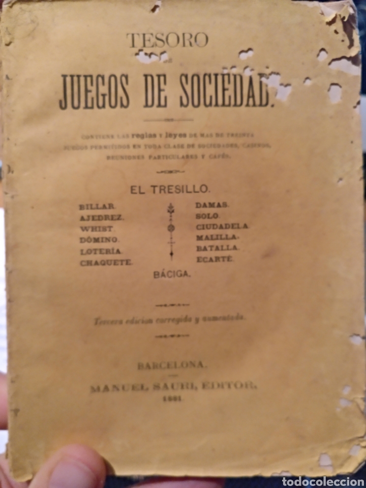 Libros antiguos: 1881. Tesoro de juegos de sociedad