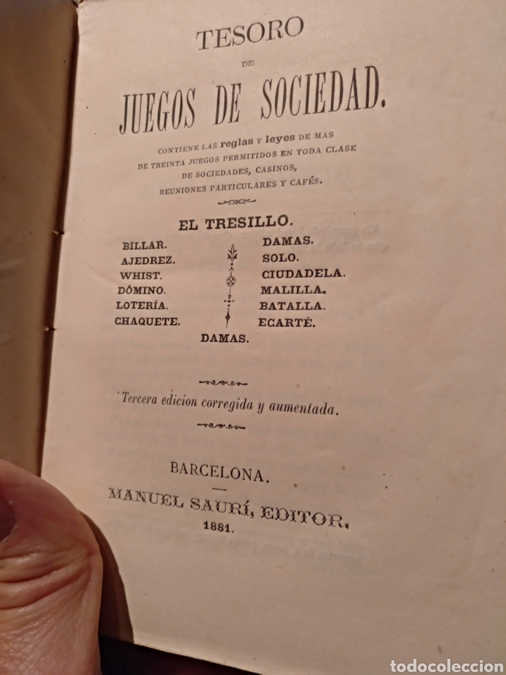 Libros antiguos: 1881. Tesoro de juegos de sociedad - Foto 2