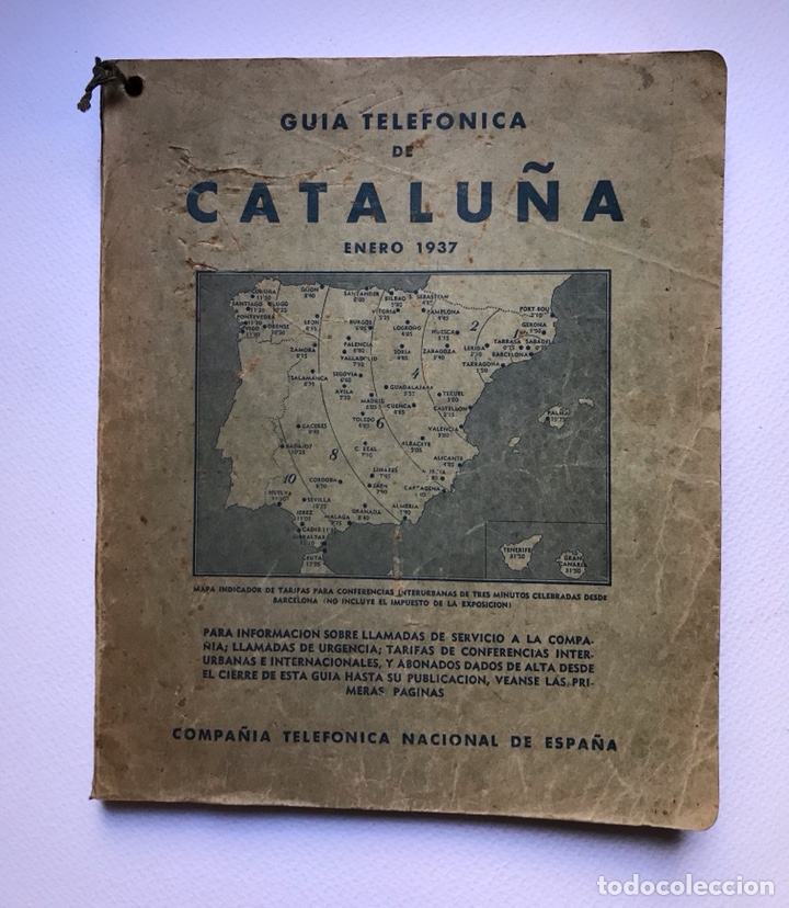 Libri antichi: Guia telefonica de Catalu&ntilde;a, enero 1937.