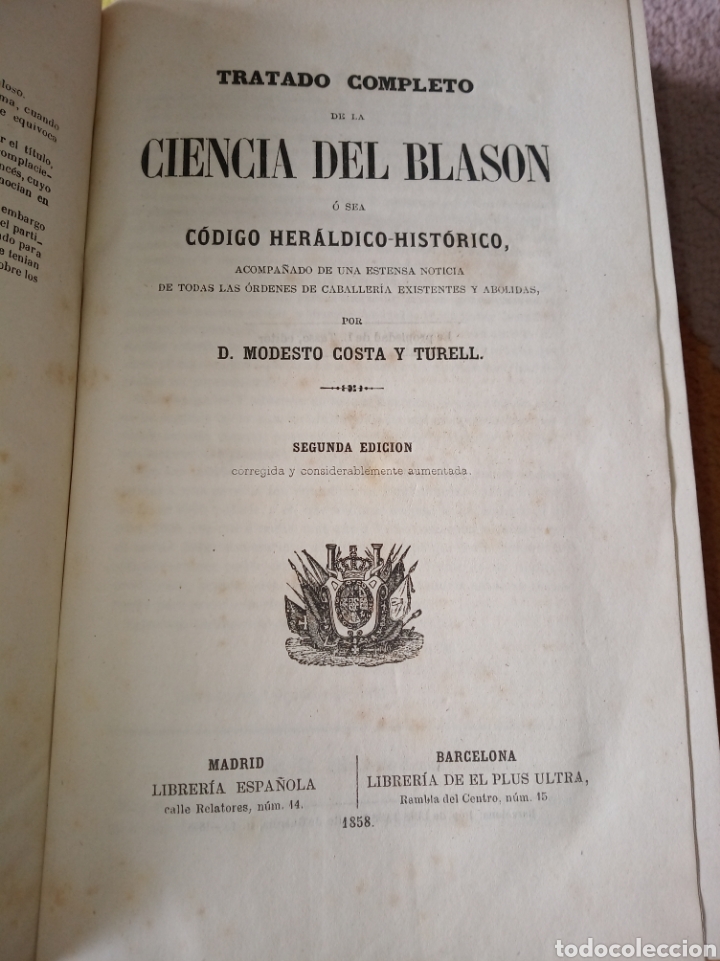 Libros antiguos: Tratado completo de la ciencia del Blas&oacute;n - Foto 3