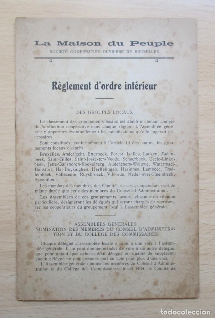 Libros antiguos: La Maison du Peuple. R&egrave;glement d&rsquo;ordre int&eacute;rieur - Foto 1