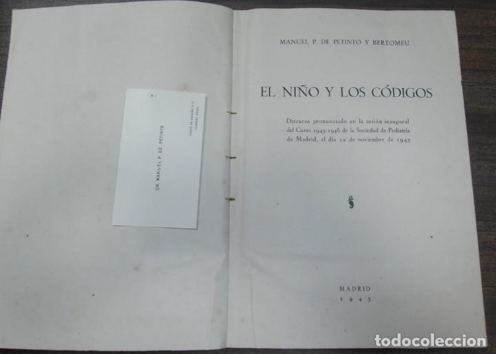 Libros antiguos: EL NI&Ntilde;O Y LOS CODIGOS. MANUEL P. DE PETINTO Y BERTOMEU. 1945. - Foto 2
