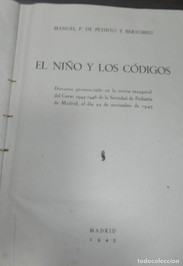 Libros antiguos: EL NI&Ntilde;O Y LOS CODIGOS. MANUEL P. DE PETINTO Y BERTOMEU. 1945. - Foto 3