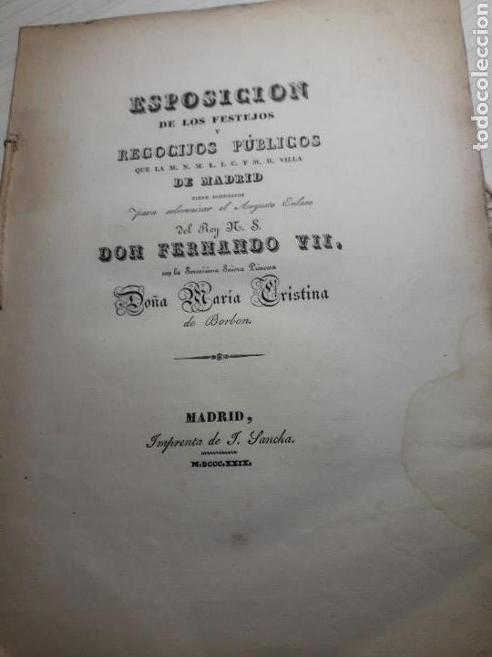 Libros antiguos: ESPOSICION DE LOS FESTEJOS. FERNANDO VII - Foto 6