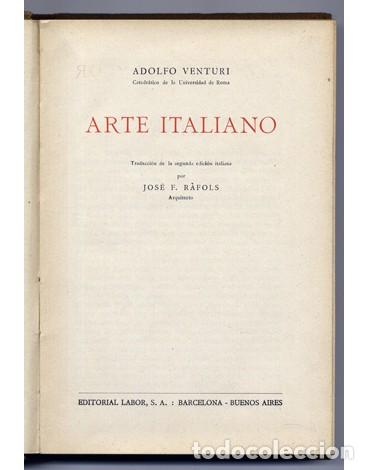 Libros antiguos: VENTURI, Adolfo.  Arte italiano. 1930. - Foto 2
