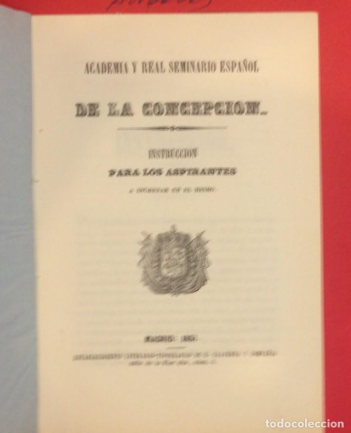 Libros antiguos: ACADEMIA Y REAL SEMINARIO ESPA&Ntilde;OL DE LA CONCEPCION MADRID 1851, PARA ASPIRANTES