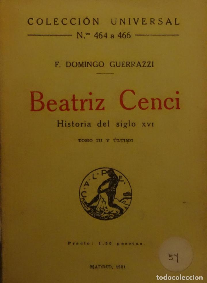 Libros antiguos: BEATRIZ CENCI - Francisco Domingo GUERRAZZI - Foto 3