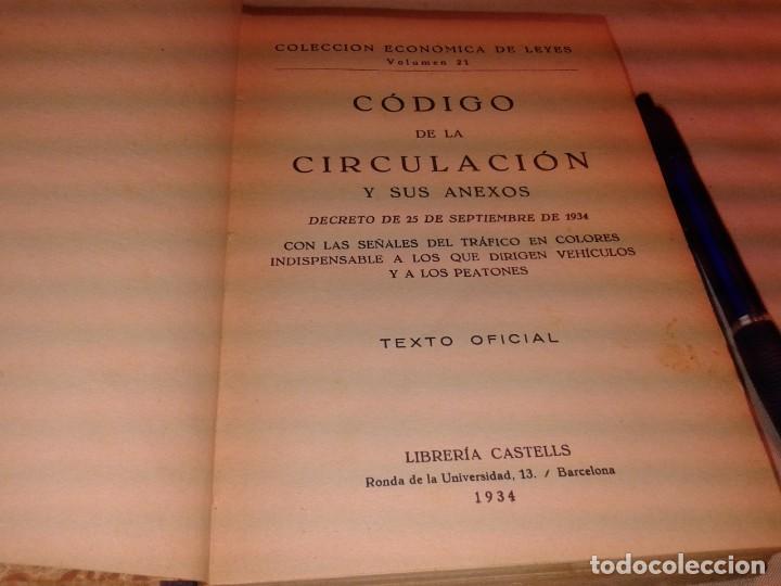 Libros antiguos: CODIGO DE LA CIRCULACION, 1934 - Foto 2