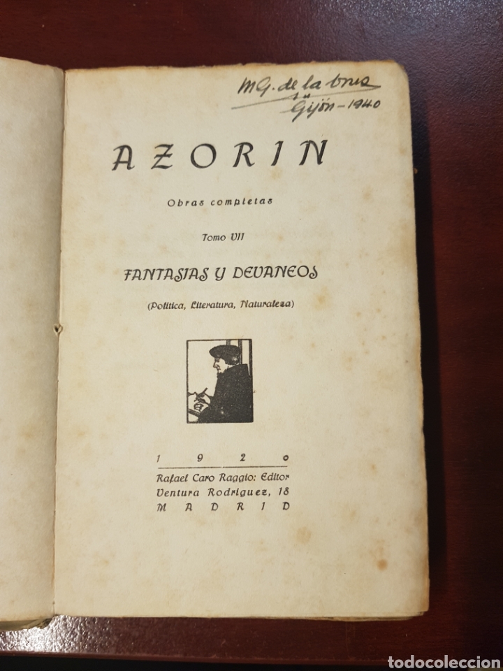 Libros antiguos: Fantasias y devaneos - azorin - 1920 - Foto 2