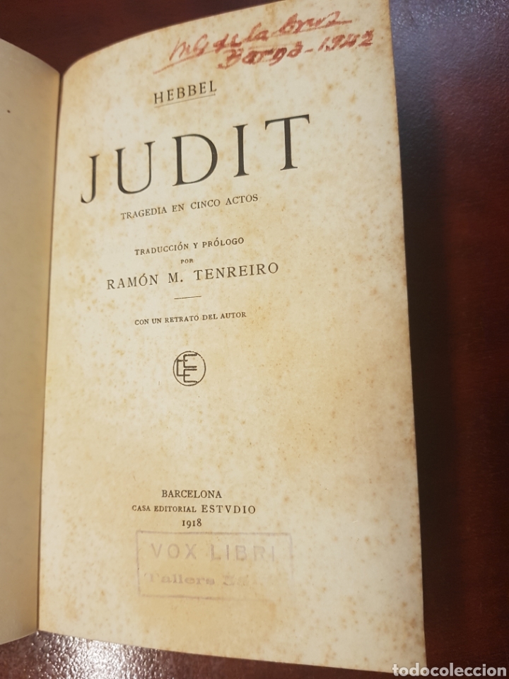 Libros antiguos: Judit - hebbel - 1918 - Foto 2
