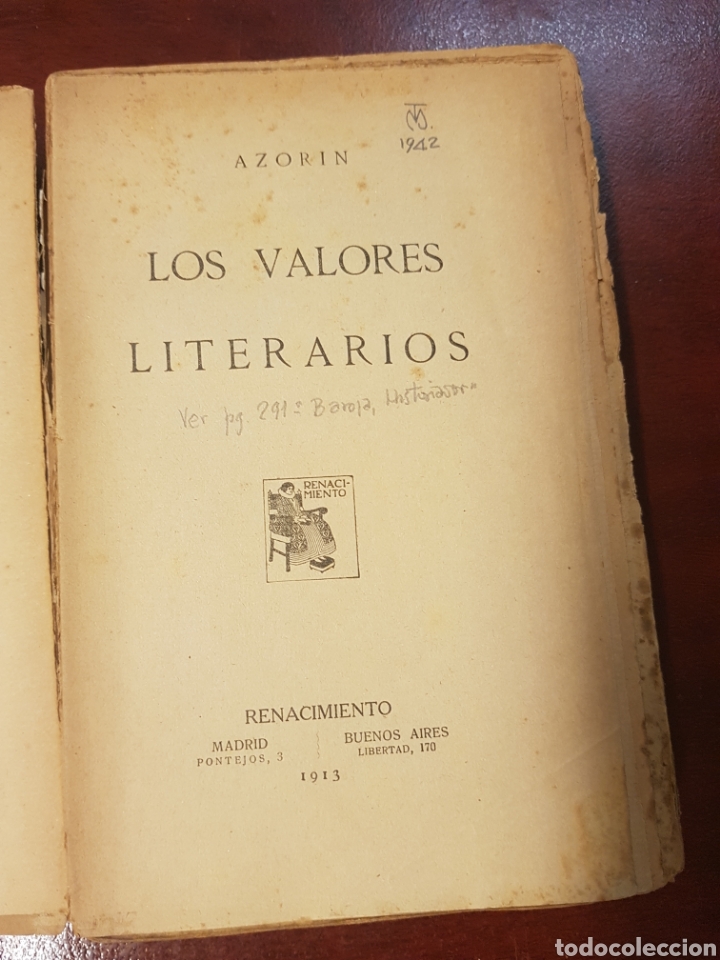Libros antiguos: Los valores literarios - azorin - 1913 - Foto 3