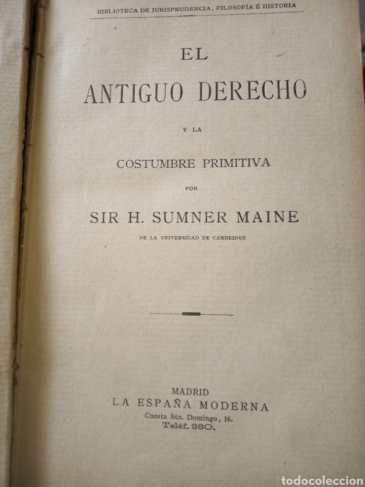 Libros antiguos: El antiguo derecho y la costumbre primitiva. - Foto 3