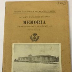 Libros antiguos: MEMORIA ESTACIÓN ENOLÓGICA DE HARO CORRESPONDIENTE AL AÑO DE 1916 - VINOS LOGROÑO