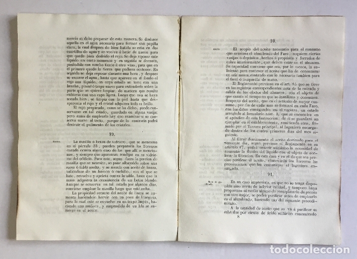 Libros antiguos: REGLAMENTO &Eacute; INSTRUCCI&Oacute;N PARA EL SERVICIO DE LOS TORREROS DE FAROS. 1851 - Foto 4