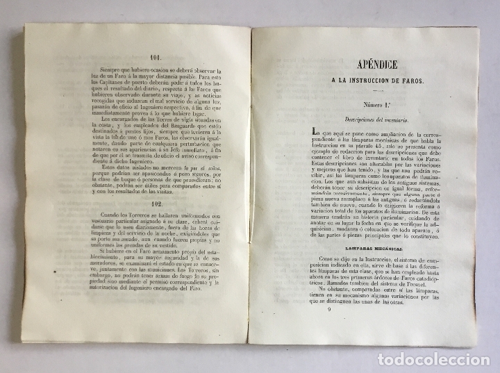 Libros antiguos: REGLAMENTO &Eacute; INSTRUCCI&Oacute;N PARA EL SERVICIO DE LOS TORREROS DE FAROS. 1851 - Foto 5