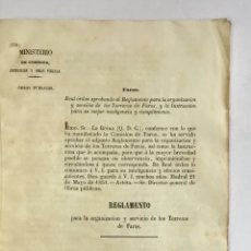 Libros antiguos: REGLAMENTO É INSTRUCCIÓN PARA EL SERVICIO DE LOS TORREROS DE FAROS. 1851