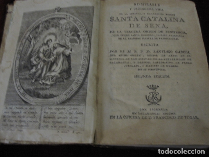 Antiquarische B&uuml;cher: VIDA DE SANTA CATALINA DE SENA. SALAMANCA 1791- EN 4&ordm;, 496 PAG. ENCUADERNADO EN PIEL