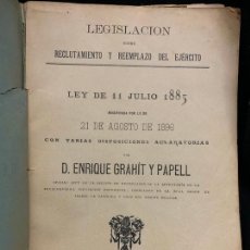 Libros antiguos: LEY DE RECLUTAMIENTO Y REEMPLAZO DEL EJERCITO AÑO 1885 INTERÉS HISTÓRICO,111PAGS, 21X15CMS. Lote 169001980