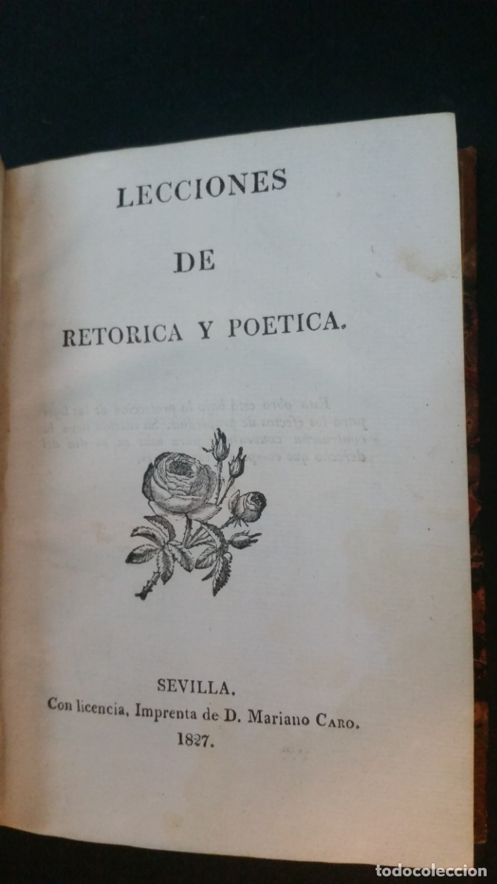 Libros antiguos: 1827 - LECCIONES DE RET&Oacute;RICA Y PO&Eacute;TICA - Foto 3