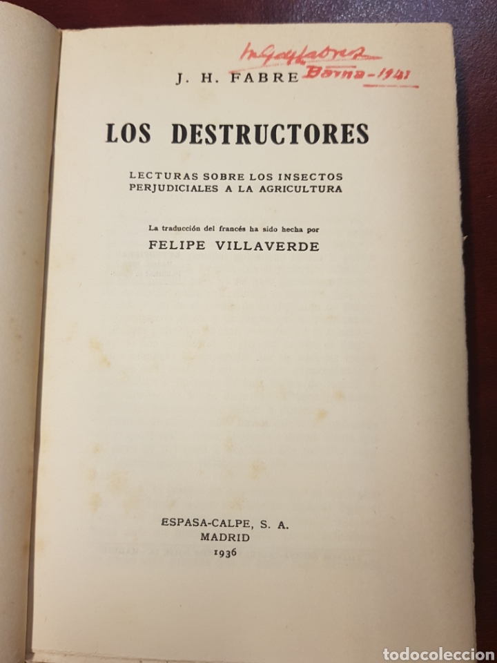 Libros antiguos: Los destructores - J.H. Fabre - 1936 - Foto 2