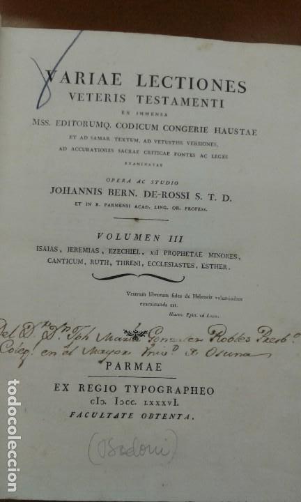 Libros antiguos: Variae Lectiones. Veteris Testamenti - Foto 1