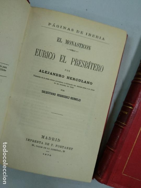 Libros antiguos: El monasticon - Herculano - 1875 - DOs tomos - Parte 1 y 2 - Foto 3