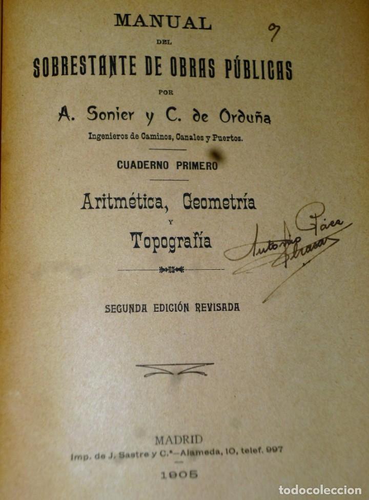 Libros antiguos: MANUAL DEL SOBRESTANTE DE OBRAS PUBLICAS. 3 TOMOS - Foto 2
