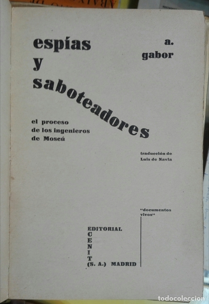 Libros antiguos: Gabor. Esp&iacute;as y saboteadores. 1931 - Foto 2