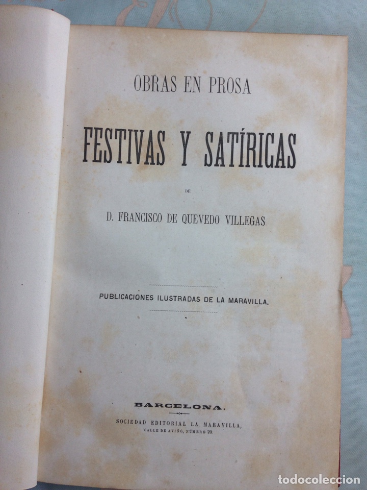Libros antiguos: Quevedo (Obras Festivas y Sat&iacute;ricas) - Foto 1