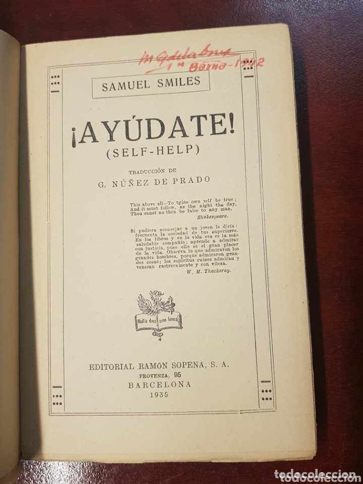 Libros antiguos: &iexcl;Ay&uacute;date! - Samuel Smiles - 1935 - Foto 2